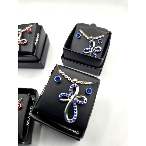 AVON 2016 Dainty BIRTHSTONE Cross Necklace & Earrings Sets NEW in box J, F, S - Picture 4 of 6